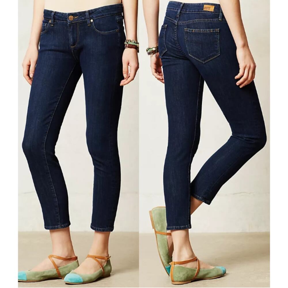 PAIGE Kylie Mid Rise Dark Wash Denim Cropped Skinny Jeans Blue Women's Size 25